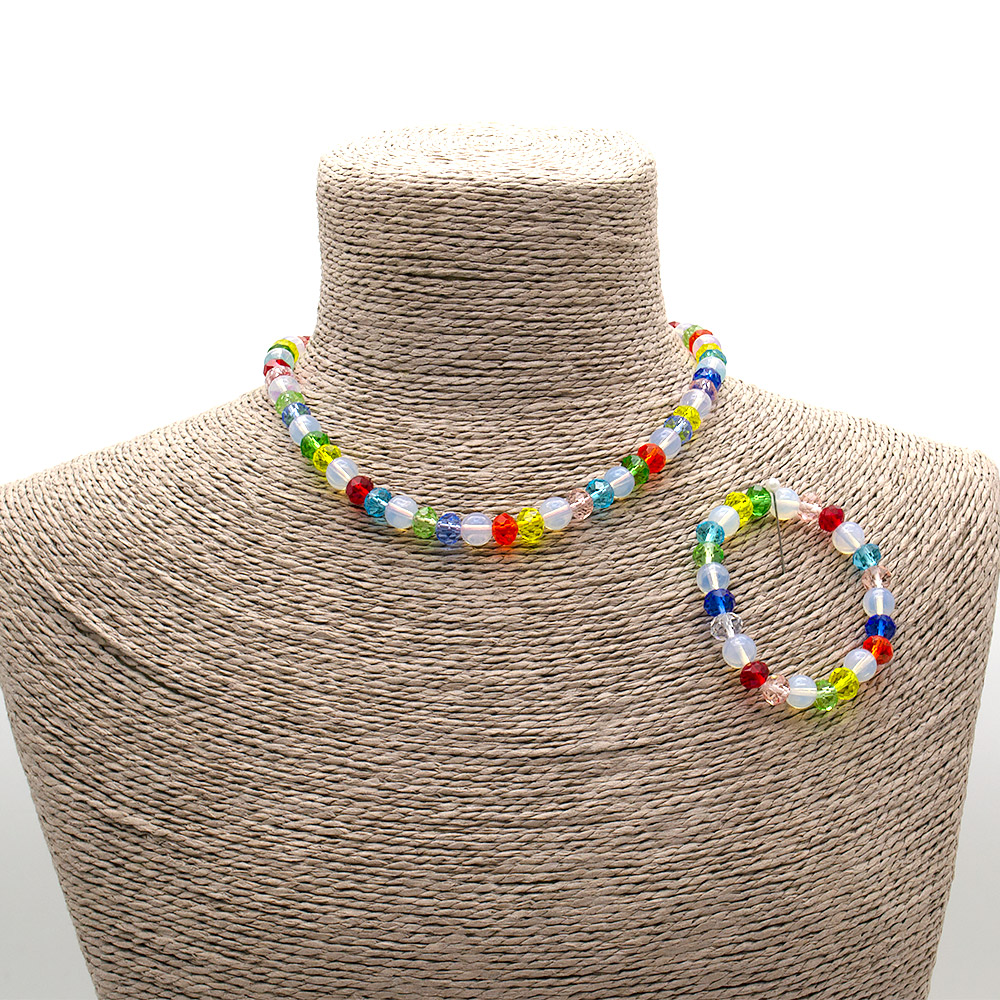 Фото товара бусы,браслет из кошачьего глаза имитация с цирконом