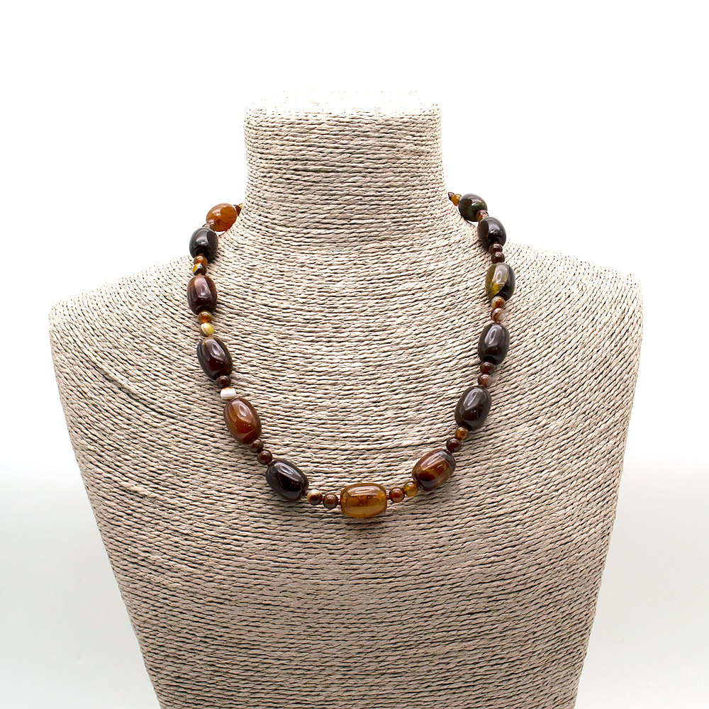 Фото товара бусы из агата коричневого бочонок 18х13 мм