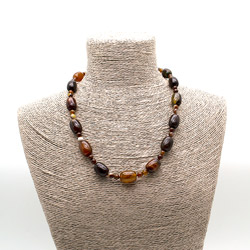 Бусы из агата коричневого бочонок 18х13 мм