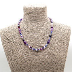 Бусы из агата цвет фиолетовый микс бочонок 12х8 мм