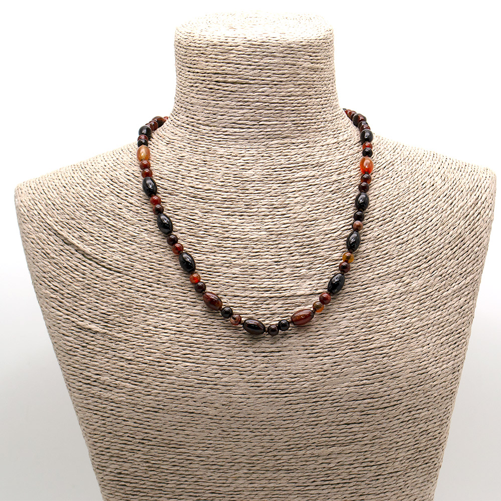 Фото товара бусы из сердолика темного бочонок 12х8 мм