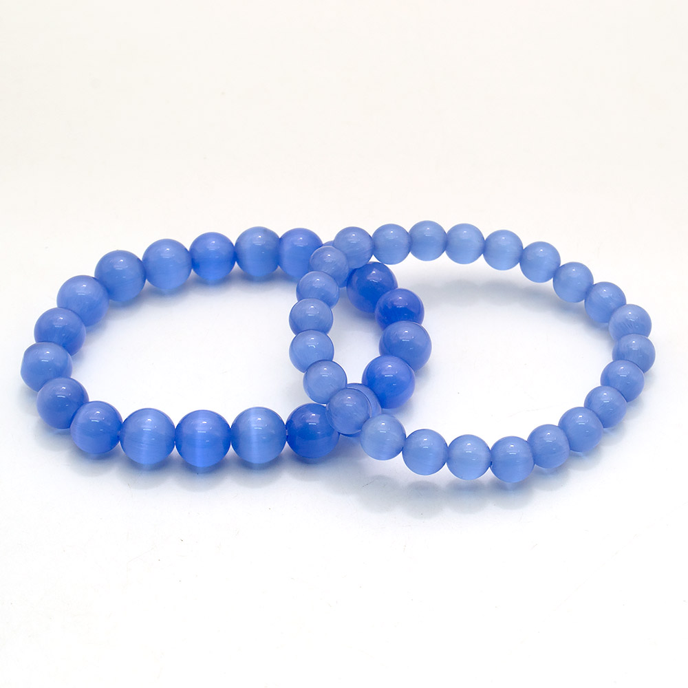 Фото товара браслет из кошачьего глаза цвет васильковый