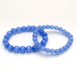 Браслет из кошачьего глаза цвет васильковый