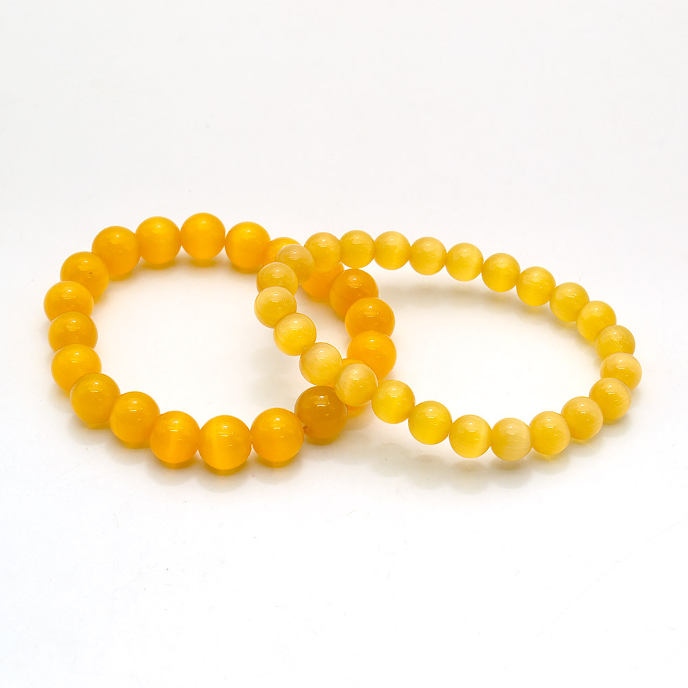 Фото товара браслет из кошачьего глаза цвет медовый