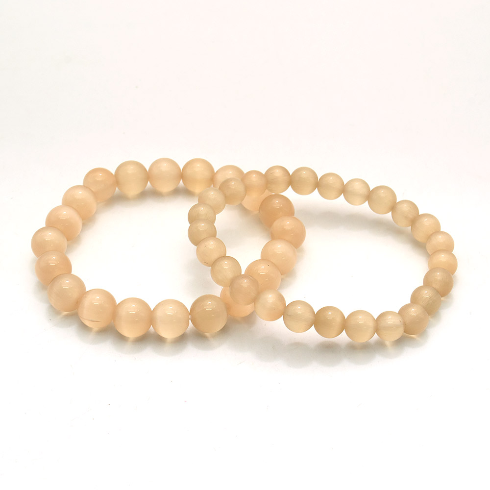 Фото товара браслет из кошачьего глаза цвет бежевый