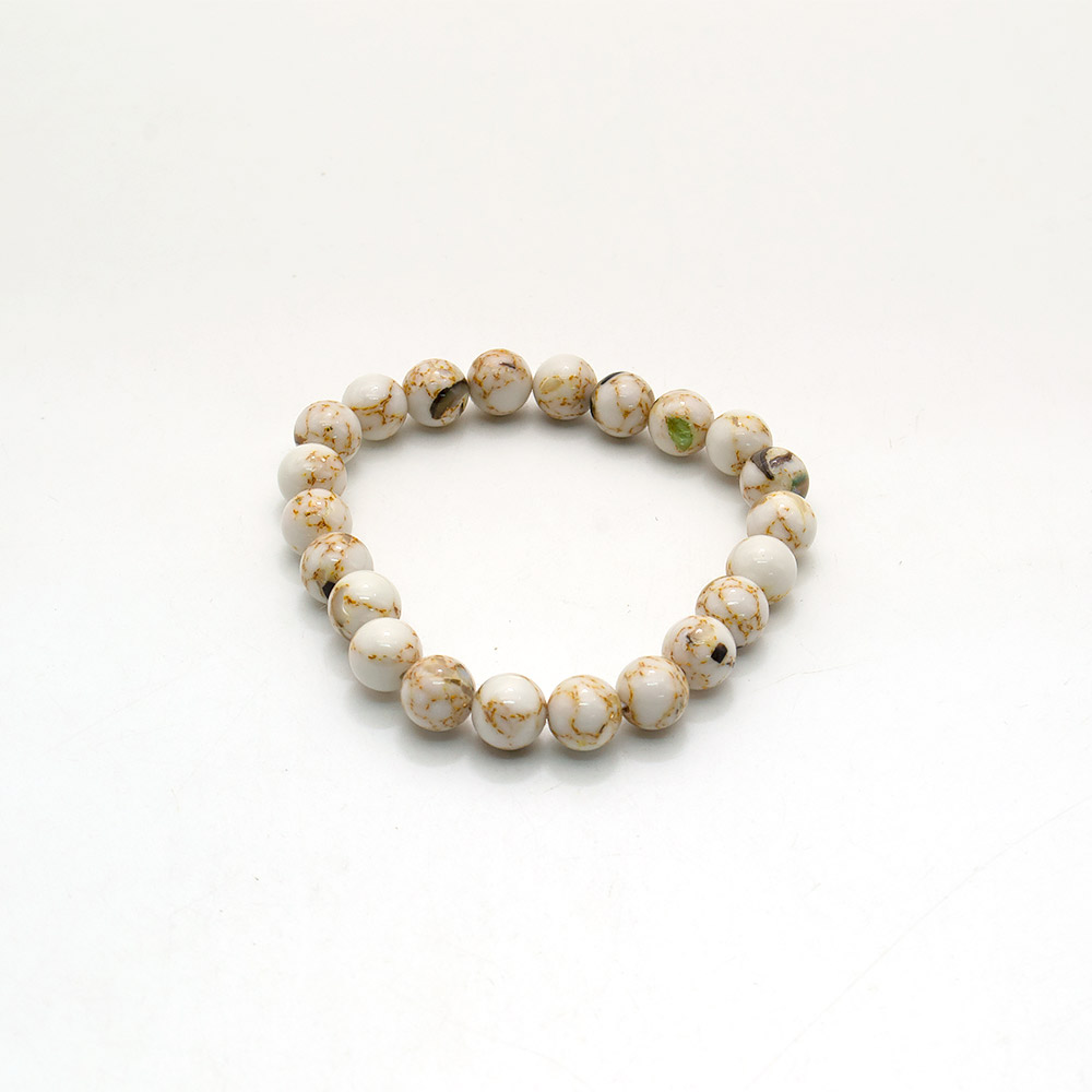 Фото товара браслет из мозаики с гелиотисом цвет белый 8мм