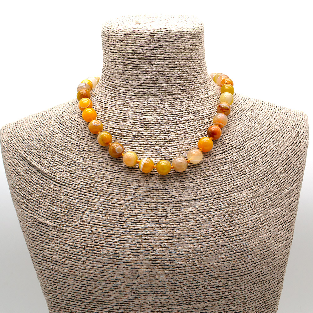 Фото товара бусы из агата цвет оранжевый шар