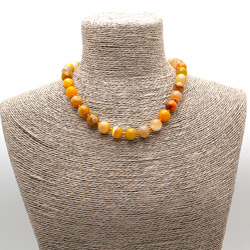Бусы из агата цвет оранжевый шар