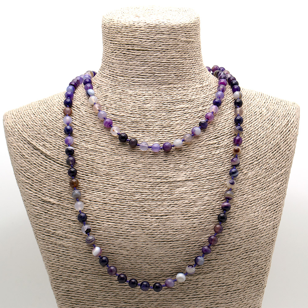 Фото товара бусы из агата цвет фиолетовый 8 мм 1.20см