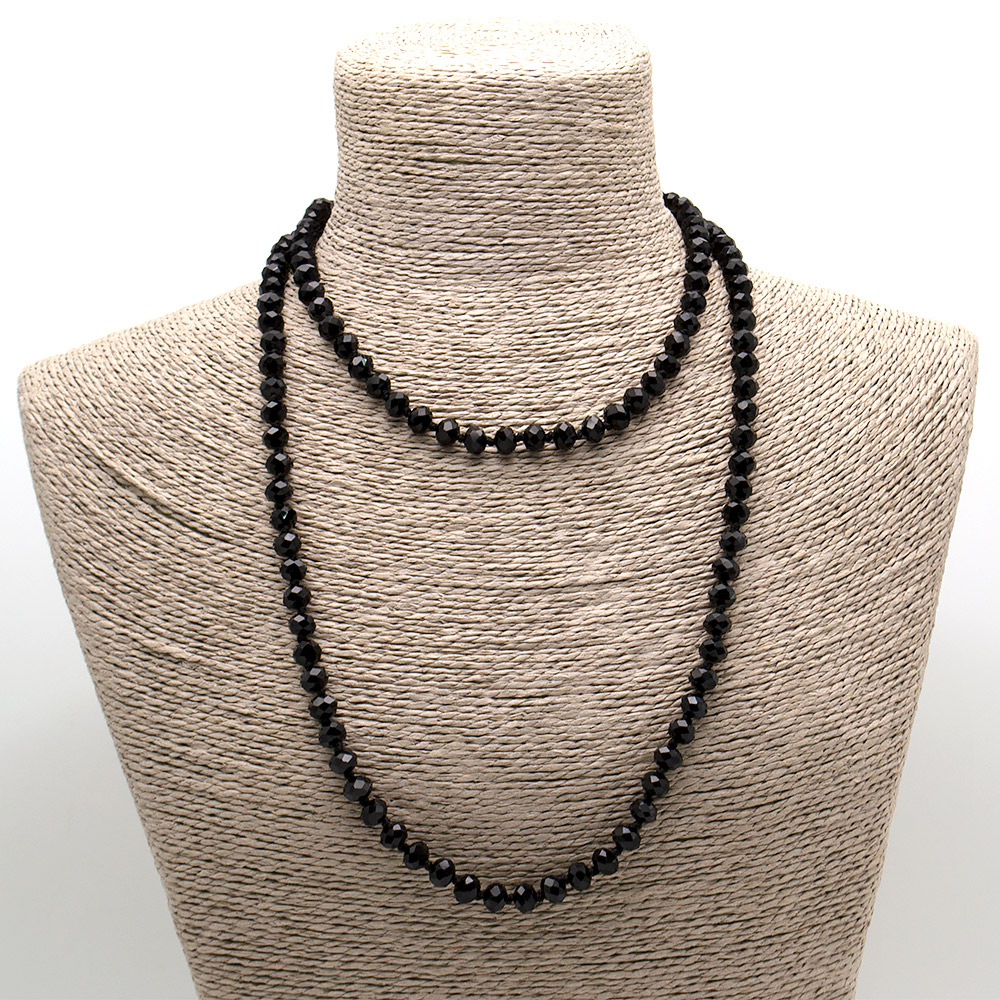 Фото товара бусы из циркона синтетического черного рондоль 1.20 см