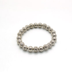 Браслет из лавы с покрытием черненое серебро