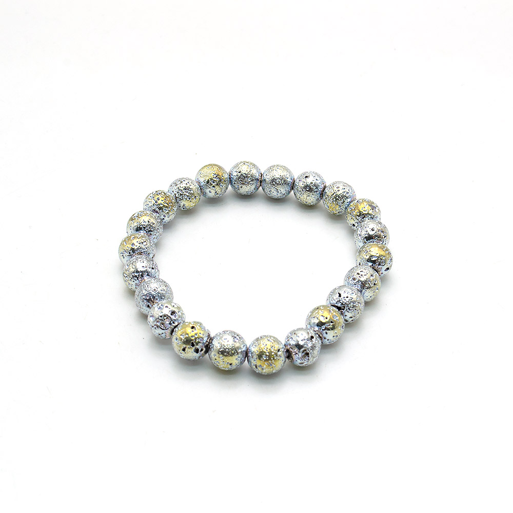 Фото товара браслет из лавы с покрытием серебро с золотом