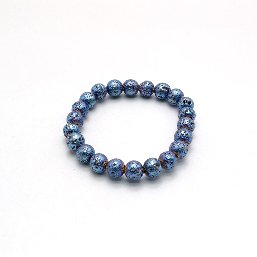 Фото товара браслет из лавы с покрытием синее золото