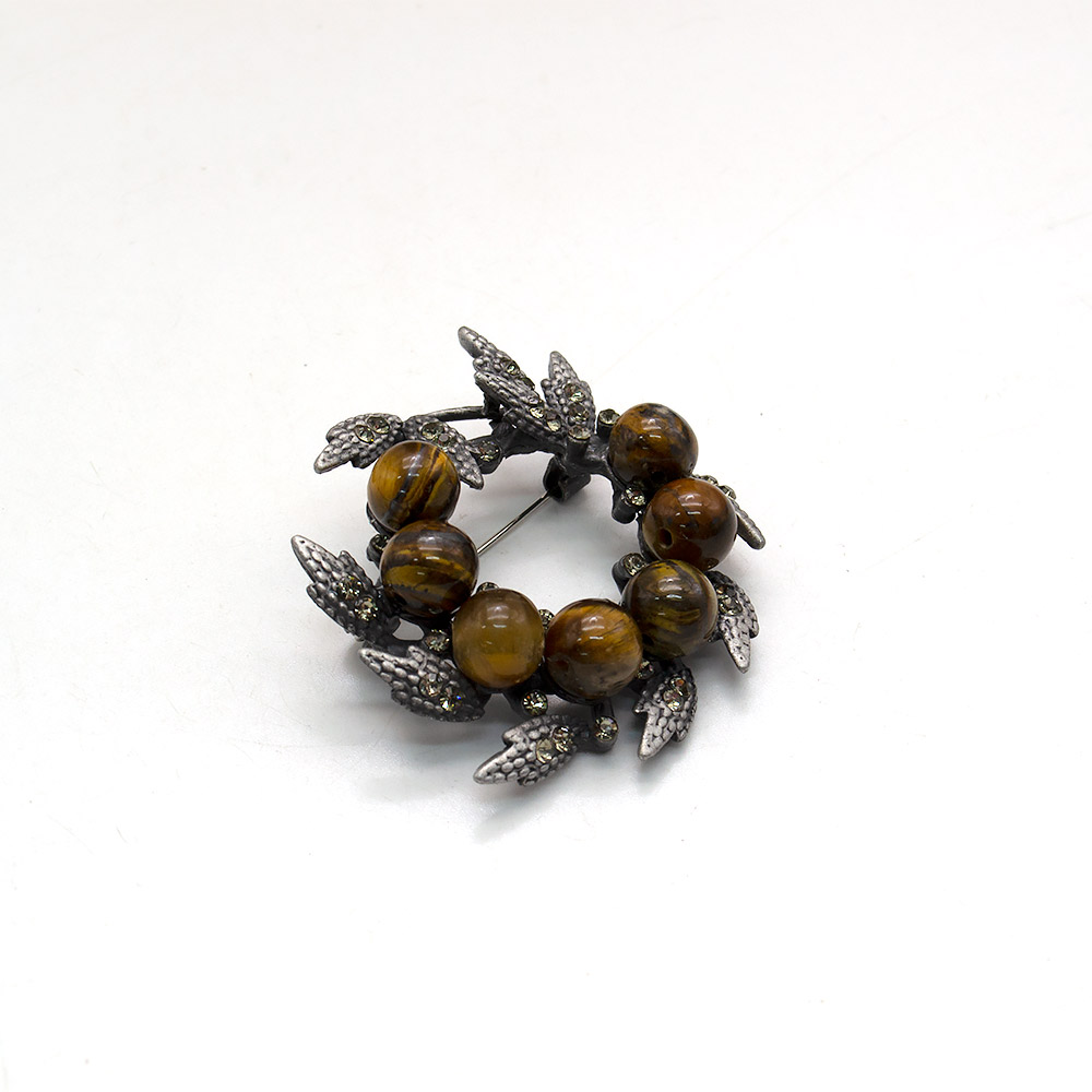 Фото товара брошь "венок 7 камней" тигровый глаз а0107
