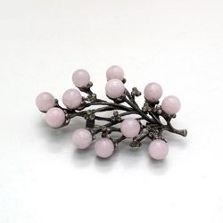 Брошь "Ветка 3 шарика" зеленый агат А0186