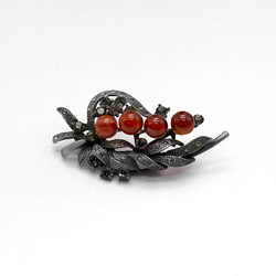 Брошь "Арфа" сердолик А0162