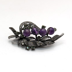 Фото товара брошь "арфа" аметист а0162