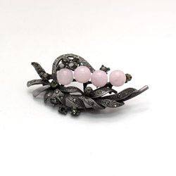 Фото товара брошь "арфа" розовый кварц а0162
