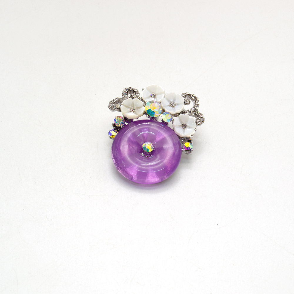 Фото товара брошь "цветочный сад" кварц цвет аметист а0451