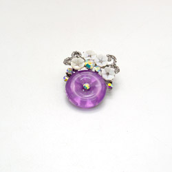 Брошь "Цветочный сад" кварц цвет аметист А0451