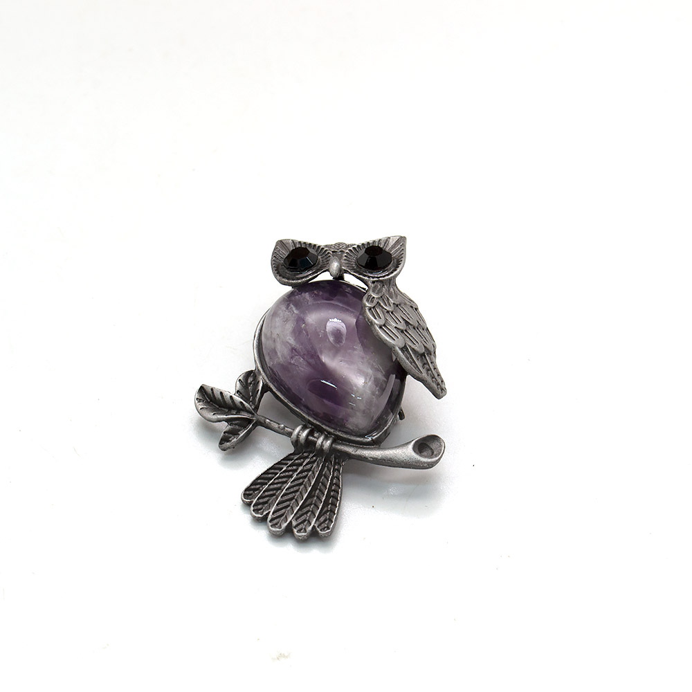 Фото товара брошь-подвеска "совушка" аметист d0232
