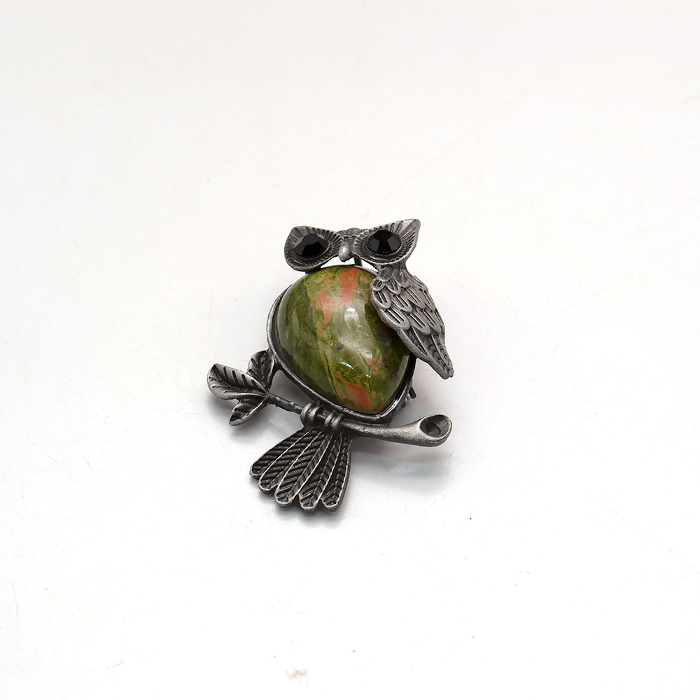 Фото товара брошь-подвеска "совушка"яшма унакит d0232