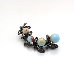 Брошь "Ветка 4 шарика" варисцит А0185