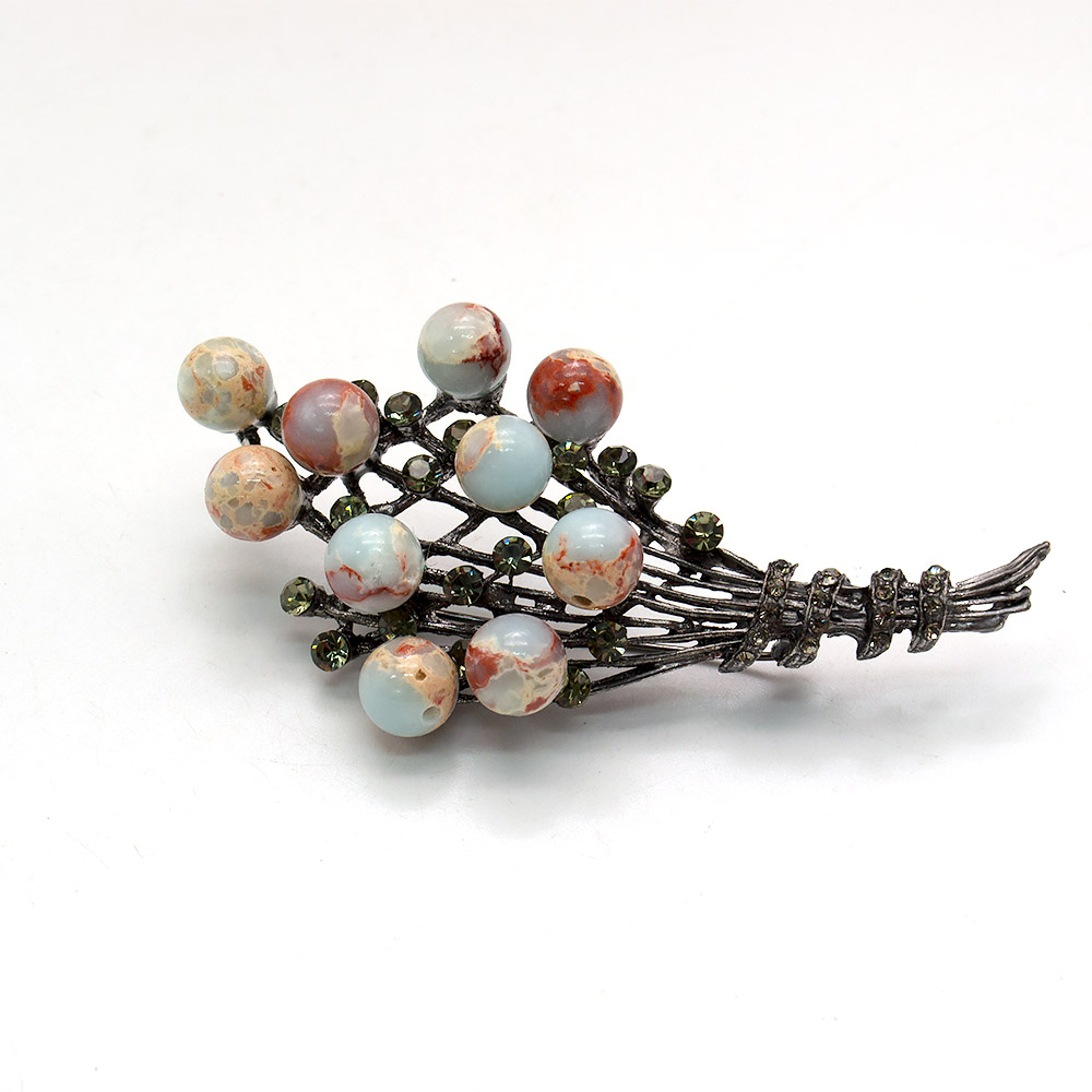 Фото товара брошь "букет с лентой" варисцит а0182