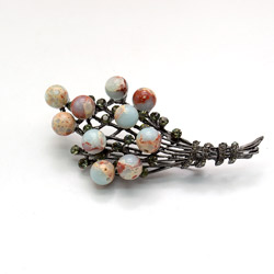 Брошь "Букет с лентой" варисцит А0182