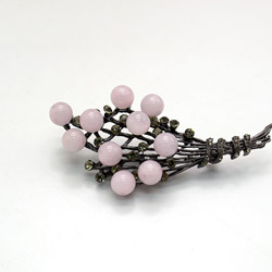 Брошь "Букет с лентой" розовый кварц А0185