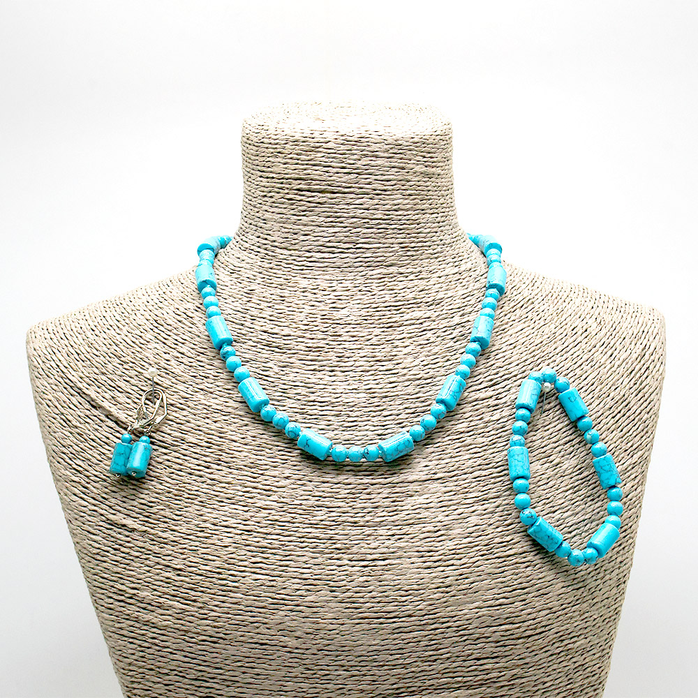 Фото товара бусы,браслет из бирюзы имитации цилиндр 13*8 мм