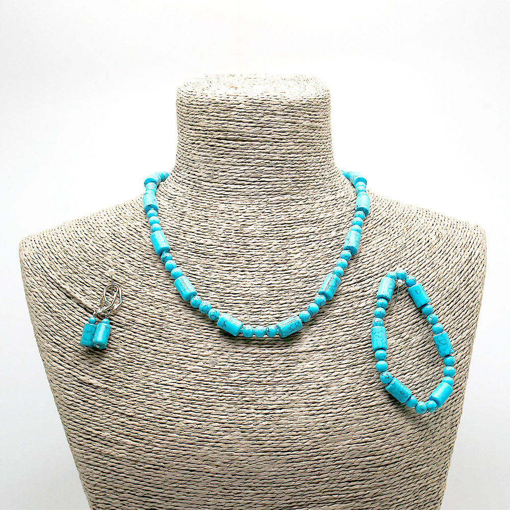 Бусы,браслет из бирюзы имитации цилиндр 13*8 мм