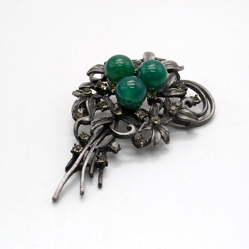 Фото товара брошь "букет ажурный" зеленый агат а0158