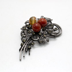 Брошь "Букет ажурный" сердолик А0158