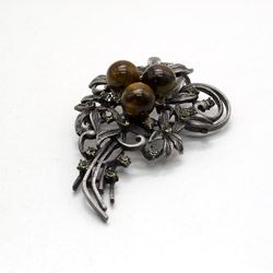 Брошь "Букет ажурный" тигровый глаз А0158