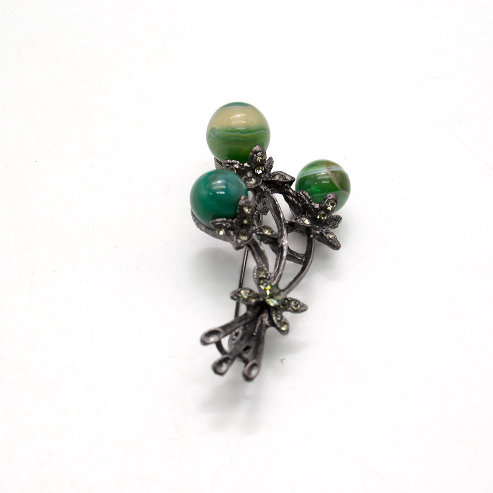Фото товара брошь "ягодка" зеленый агат а0105