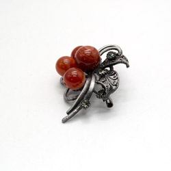 Брошь "Бант со стразами" сердолик А0161