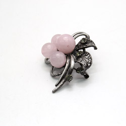 Брошь "Бант со стразами" розовый кварц А0161