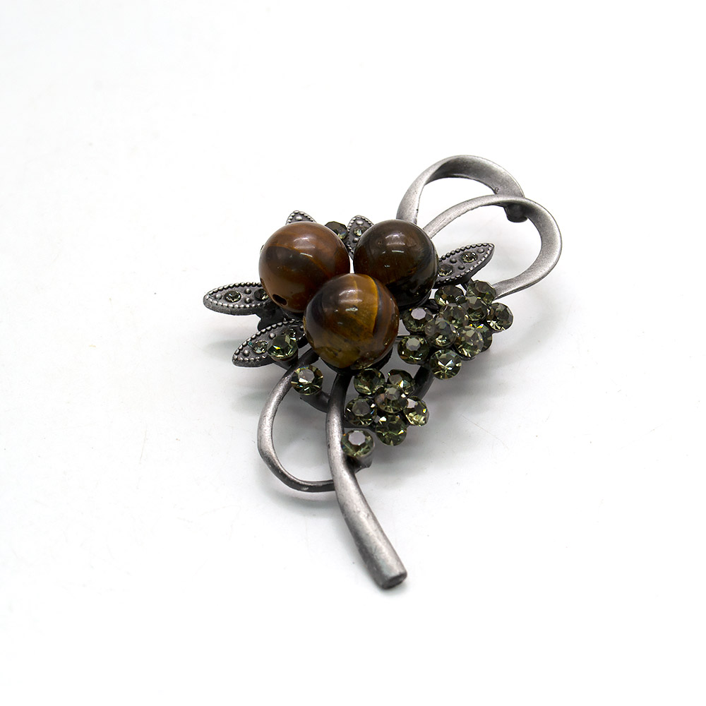 Фото товара брошь "бант 3 кольца" тигровый глаз а0101