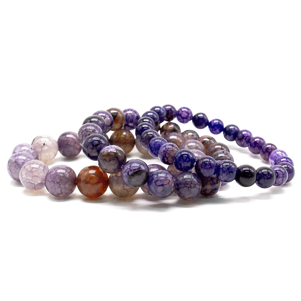 Фото товара браслет из агата кракле фиолетового 8 мм