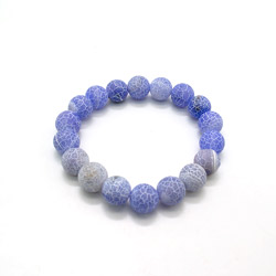 Браслет из агата кракле василькового матового шар