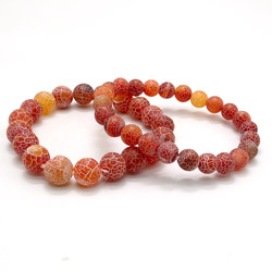 Браслет из агата кракле матового светло-коричневого шар