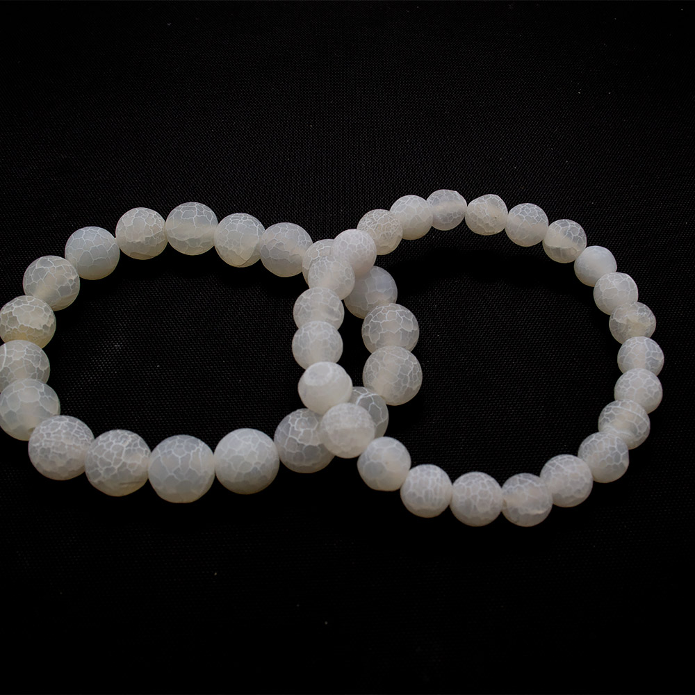 Фото товара браслет из агата кракле матового белого шар