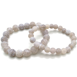 Браслет из агата кракле матового серого шар