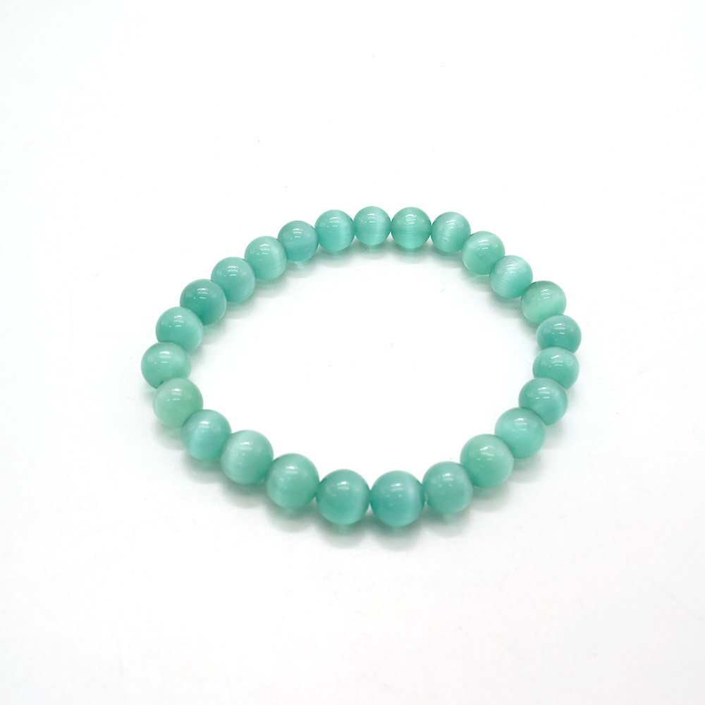 Фото товара браслет из кошачьего глаза имитации цвет темная мята