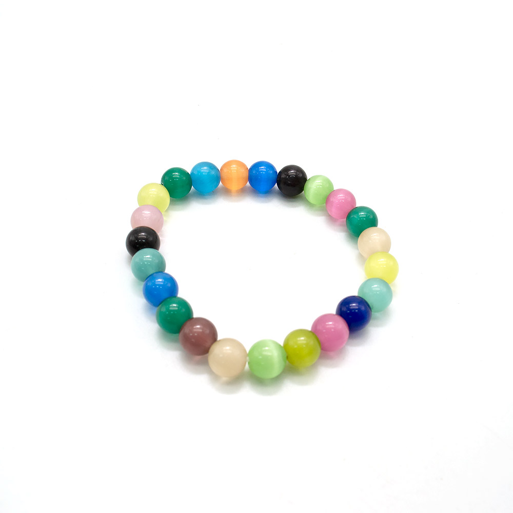 Фото товара браслет из кошачьего глаза имитации цвет "ассорти" шар 8 мм