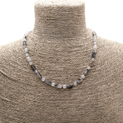 Бусы из кварца волосатика черного бочонок 6*8 мм