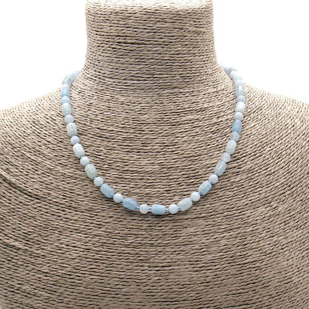 Фото товара бусы из аквамарина бочонок 6*8 мм