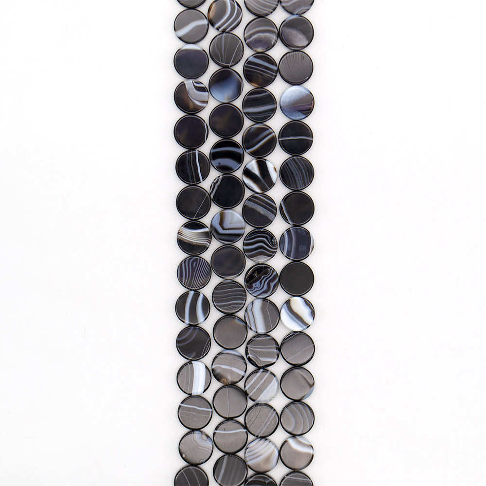 Фото товара агат таблетка цвет черный круглая 14 мм