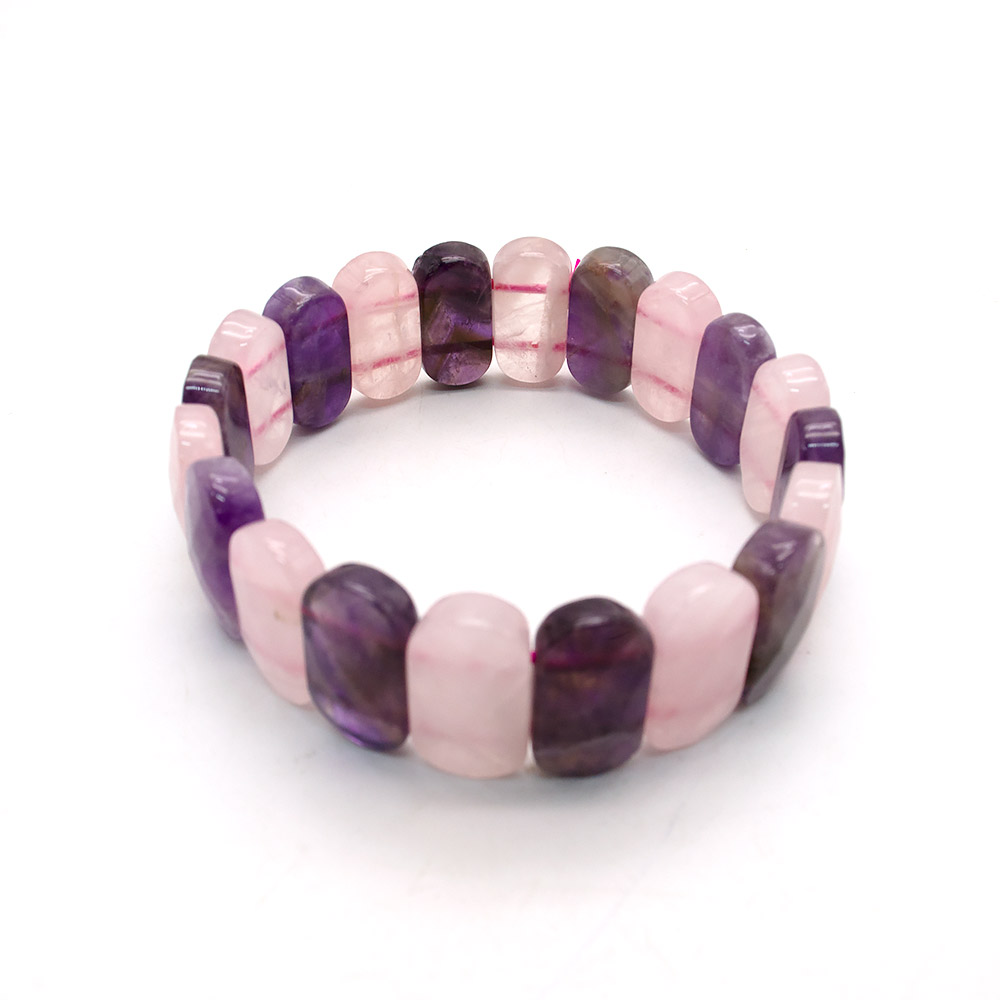 Фото товара браслет из розового кварца и аметиста 20*10 мм